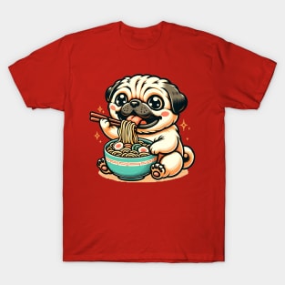 Cute Pug Eating Ramen T-Shirt